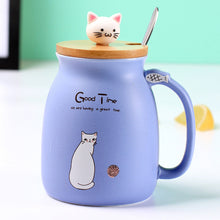 Load image into Gallery viewer, Color Cat heat-resistant Mug cartoon with lid
